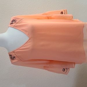 Gorgeous Tangerine Colored Blouse with Embroidery (L)